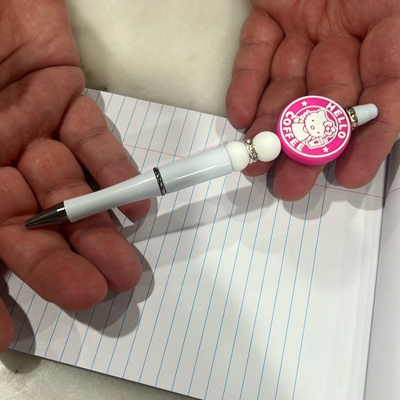 Hello Kitty Themed Silicone and Acrylic Beaded Retractable Pen - Picture 2 of 7
